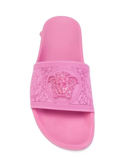 versace medusa palazzo slides rosa|versace medusa detail round heels.